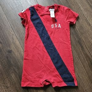 Ralph Lauren baby romper, US polo baby outfit, 9 months